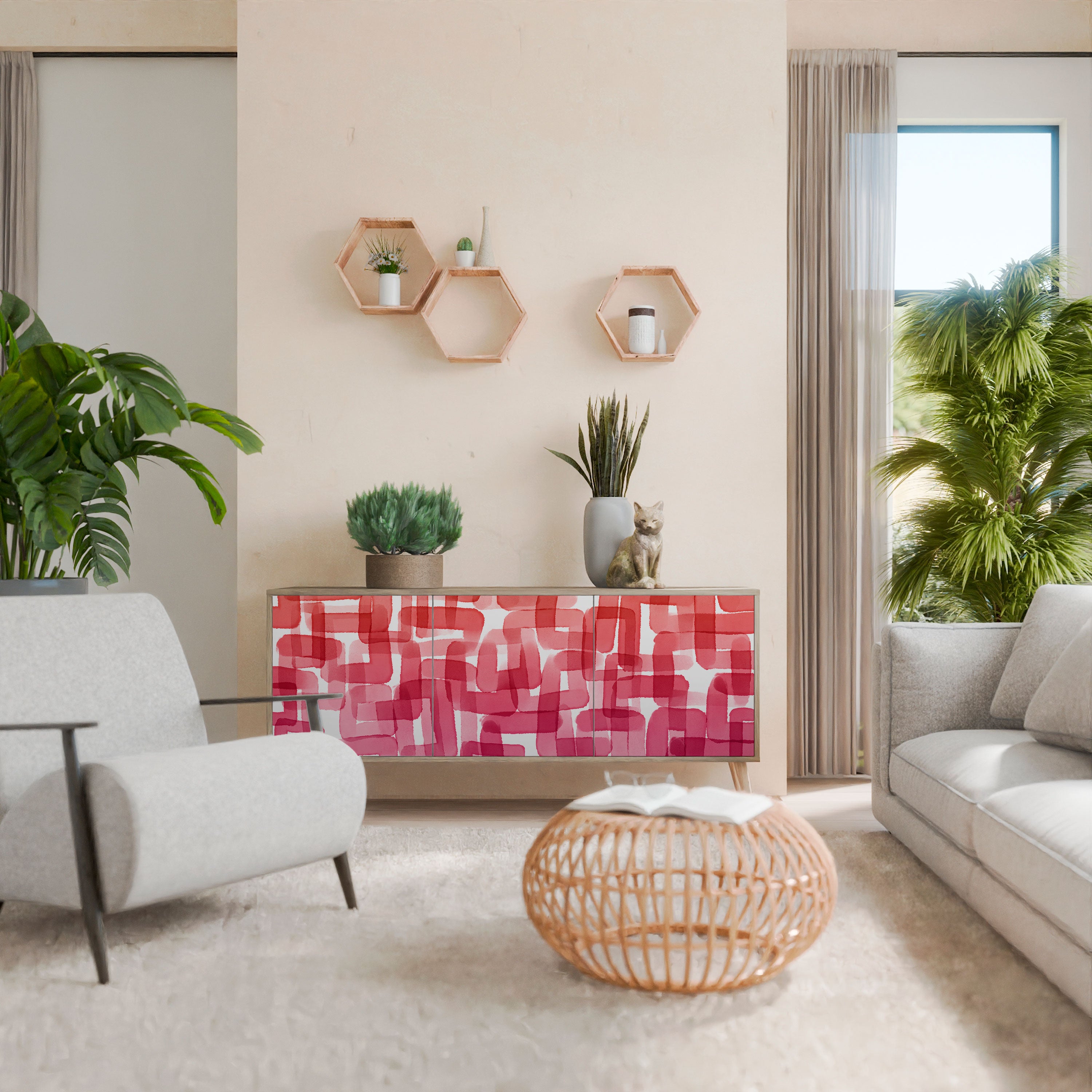 KALEIDOSCOPIC CUBISM Skänk med tre dörrar