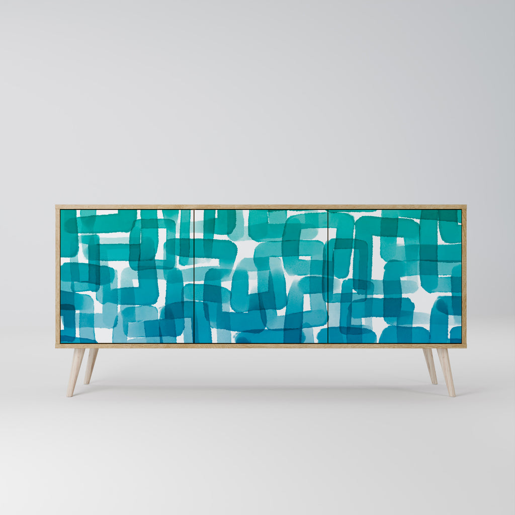 TURQUOISE RECTANGLES 3-Door Sideboard