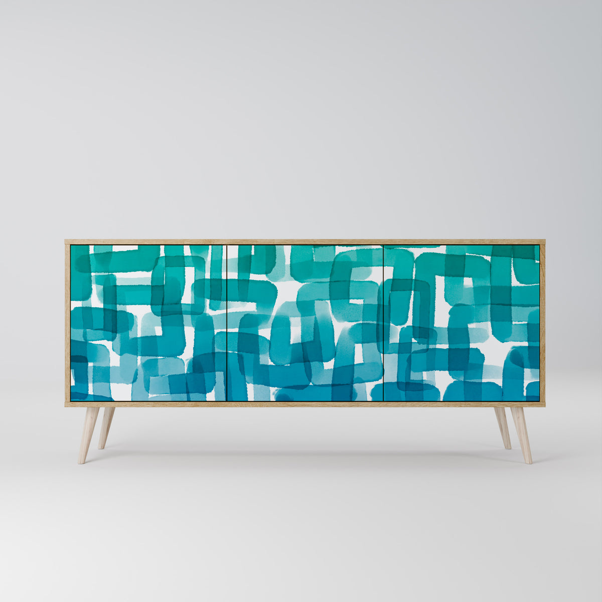 TURQUOISE RECTANGLES Třídveřová komoda