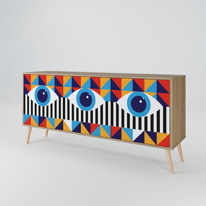 ABSTRACTION AND GEOMETRY 3-Door Sideboard in Oak Effect