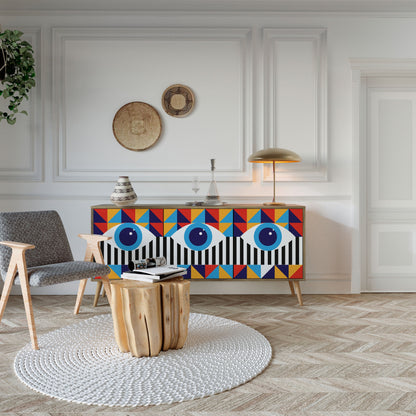 ABSTRACTION AND GEOMETRY 3-Door Sideboard in Oak Effect