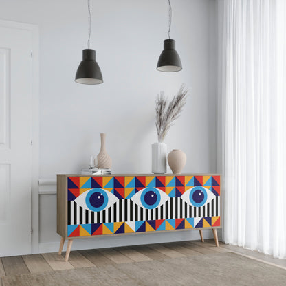 ABSTRACTION AND GEOMETRY 3-Door Sideboard in Oak Effect