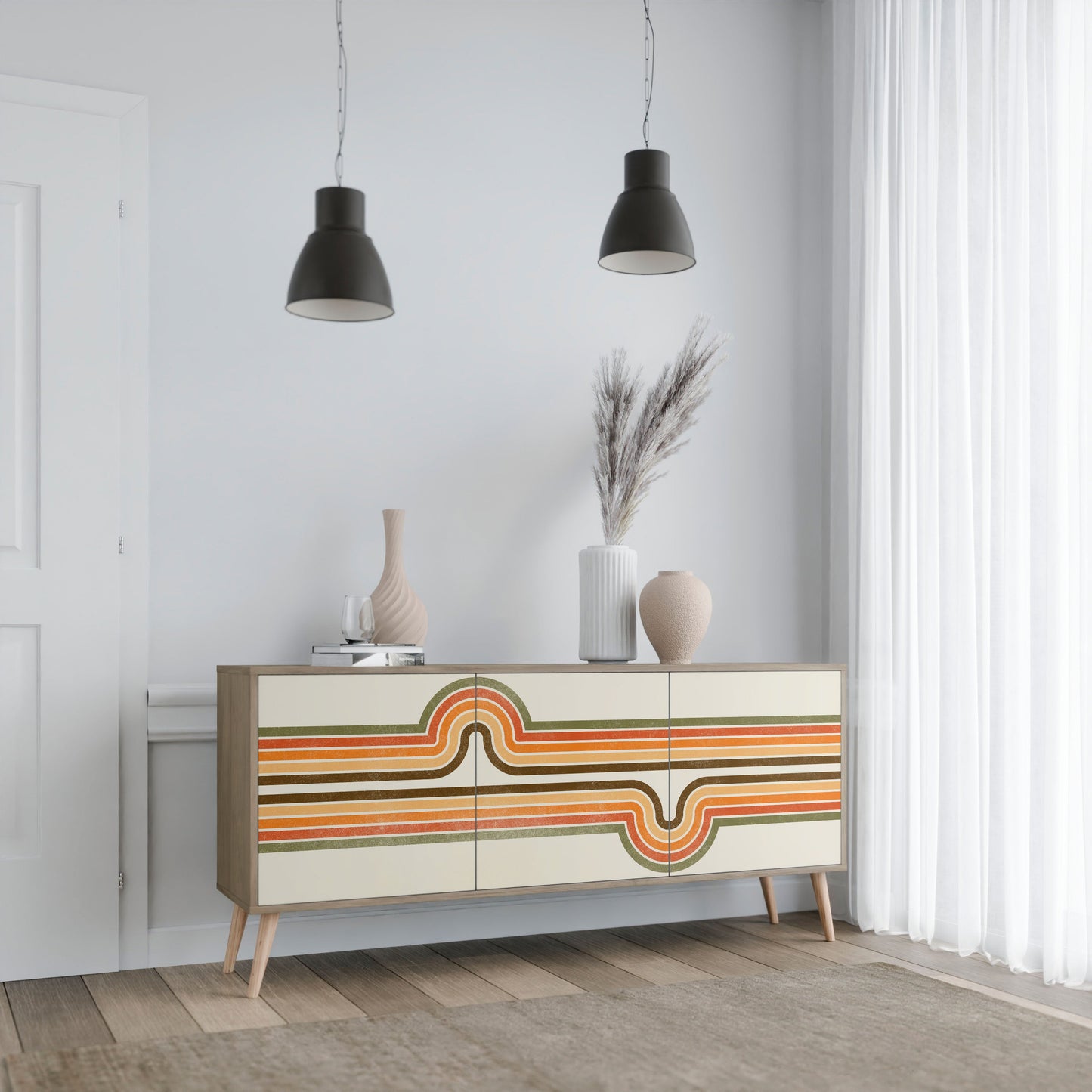 Credenza EXCEPTIONAL STREAM a 3 ante in effetto rovere