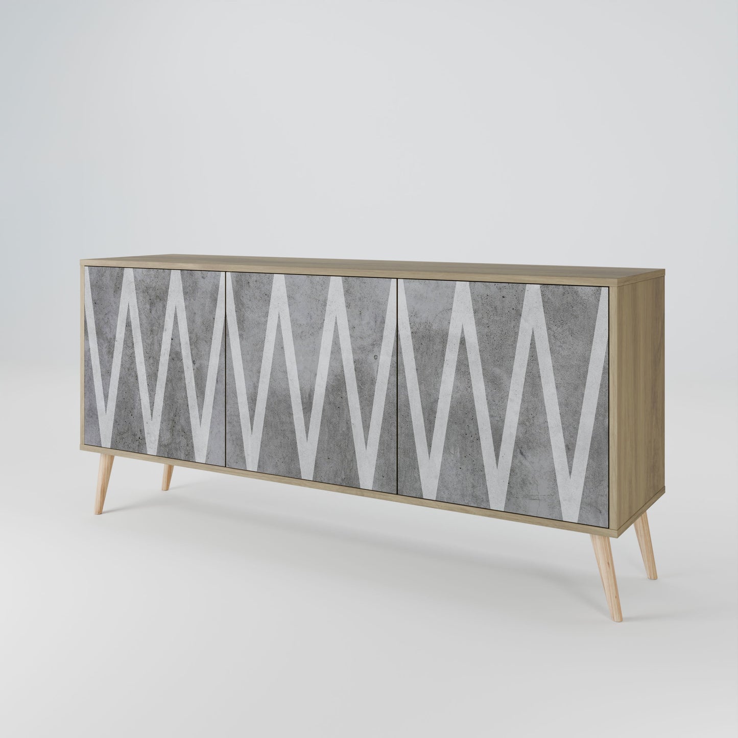 SOLID ZIG ZAG 3-Door Sideboard in Oak Effect