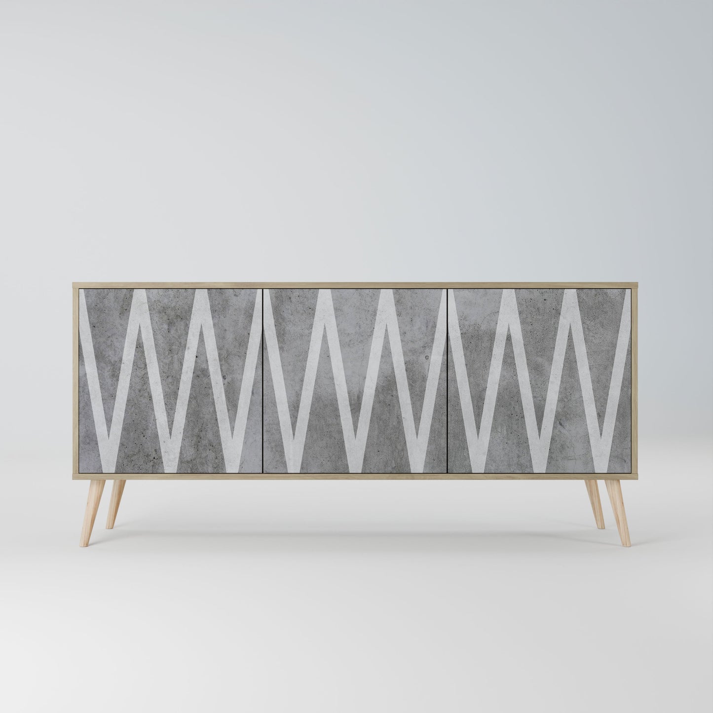 SOLID ZIG ZAG 3-Door Sideboard in Oak Effect