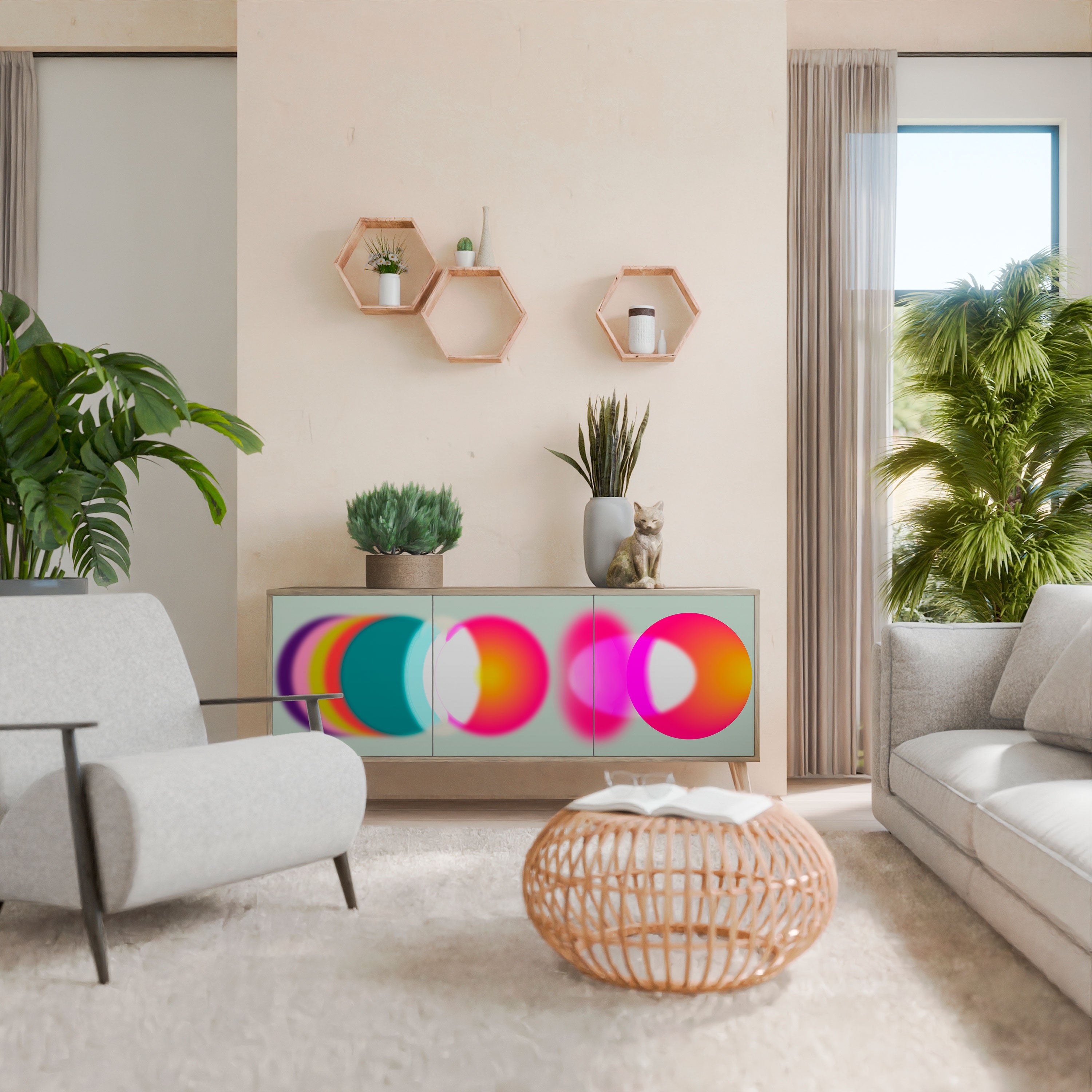 SYMPHONY OF COLORS Skänk med tre dörrar