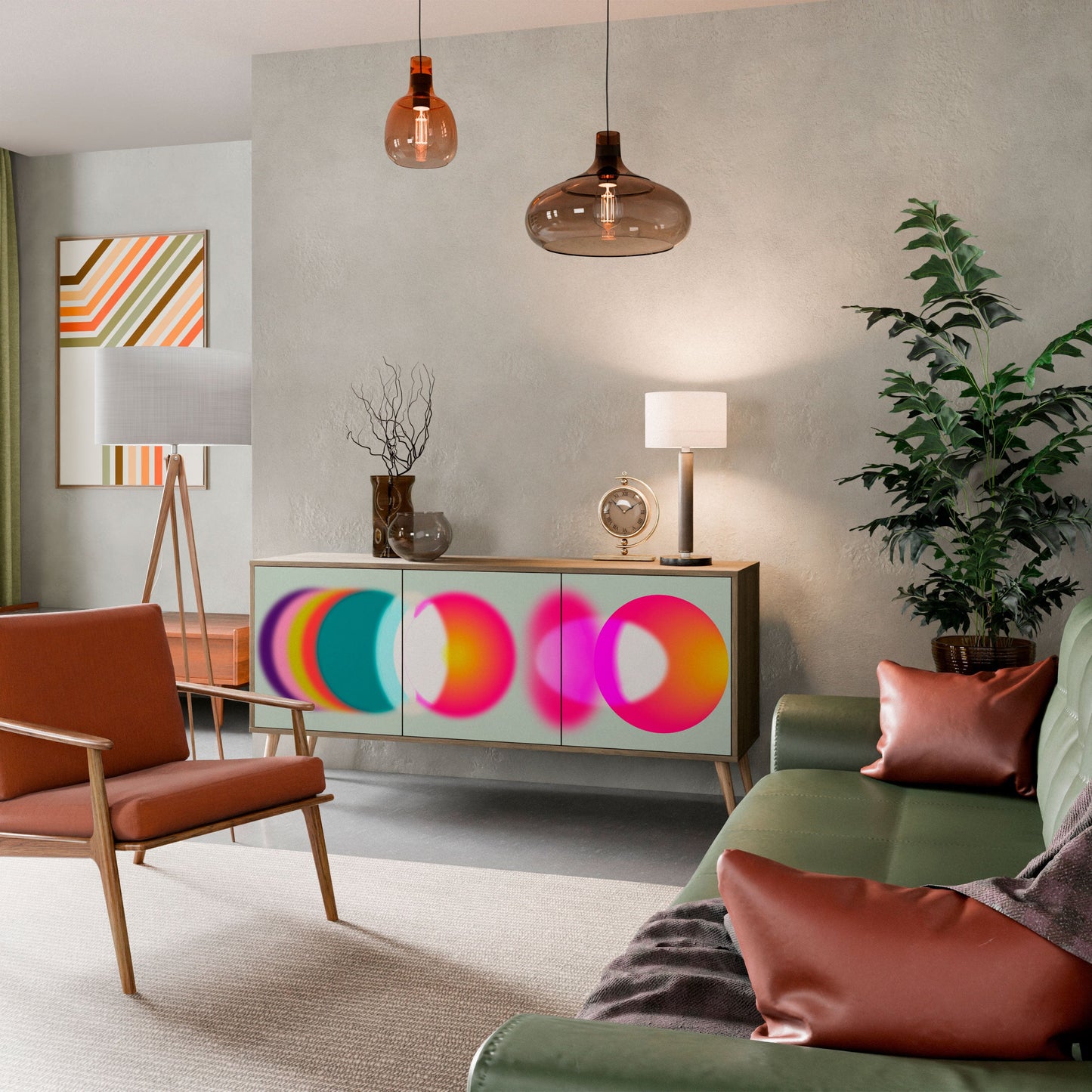 Credenza SYMPHONY OF COLORS a 3 ante in effetto rovere