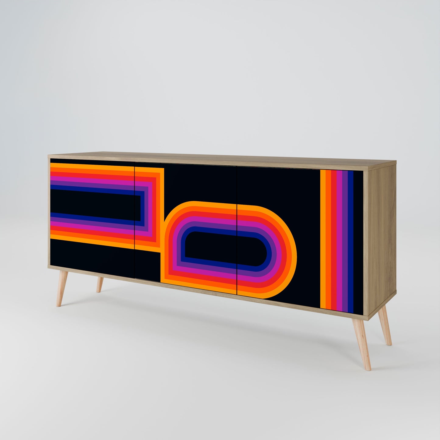 Credenza a 3 ante BLINDATE BY THE LIGHTS in effetto rovere