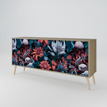 Credenza ETHEREAL BLOSSOMS a 3 ante in effetto rovere