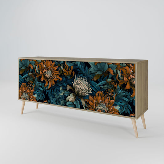 Credenza MORNING BLOOM a 3 ante effetto rovere