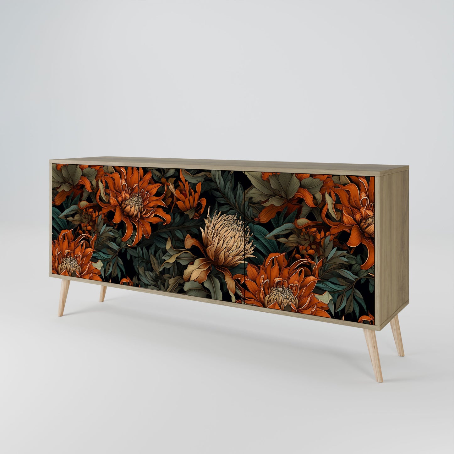 DAWN BLOOM 3-Door Sideboard in Oak Effect