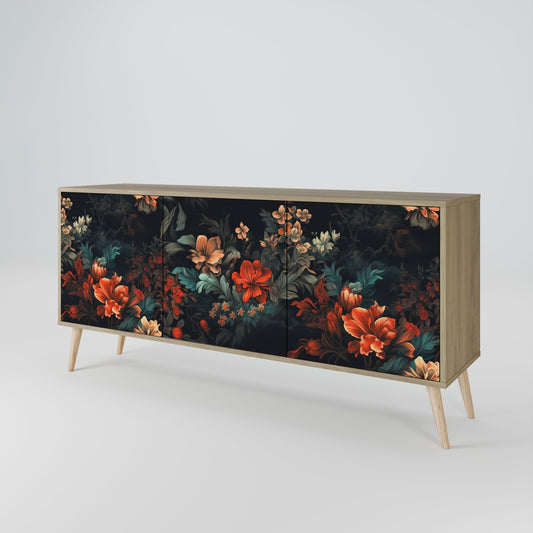 Credenza IMAGINARY BLOSSOM a 3 ante in effetto rovere