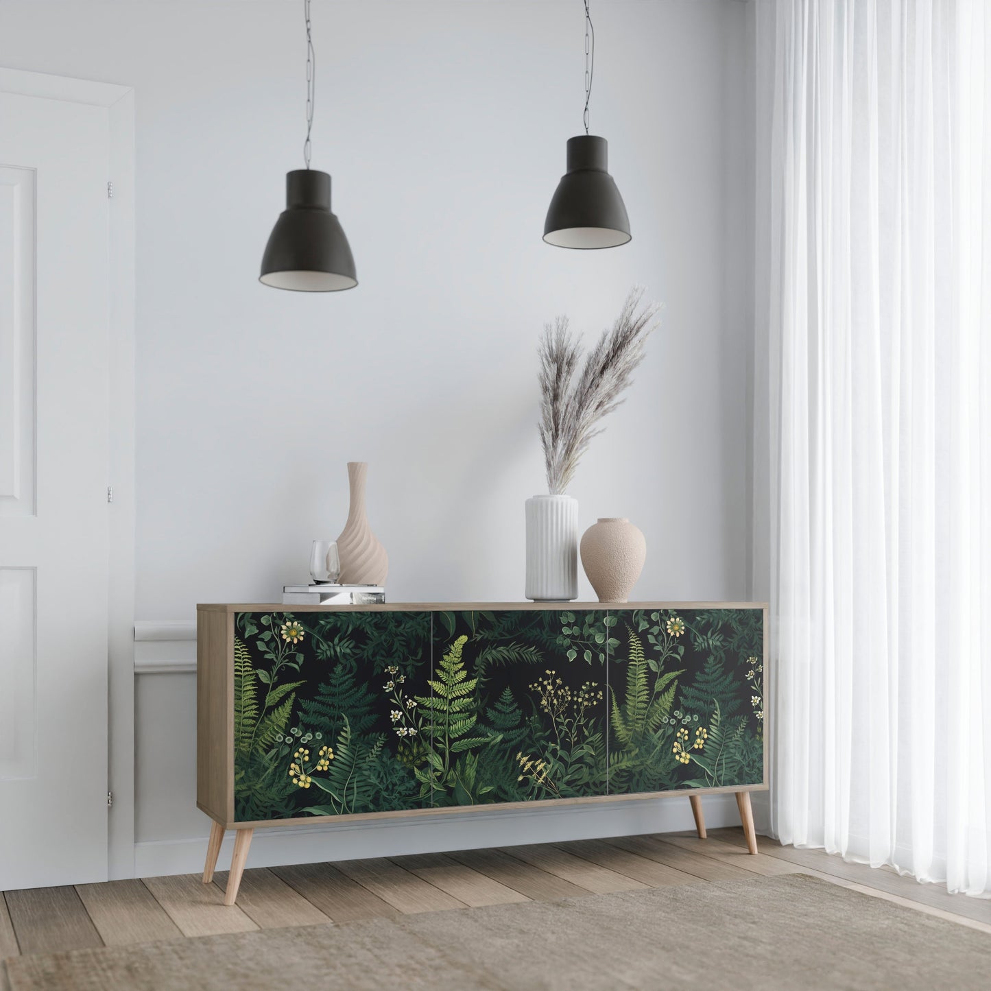 FERN FLOWERS 3-Door Sideboard in Oak Effect