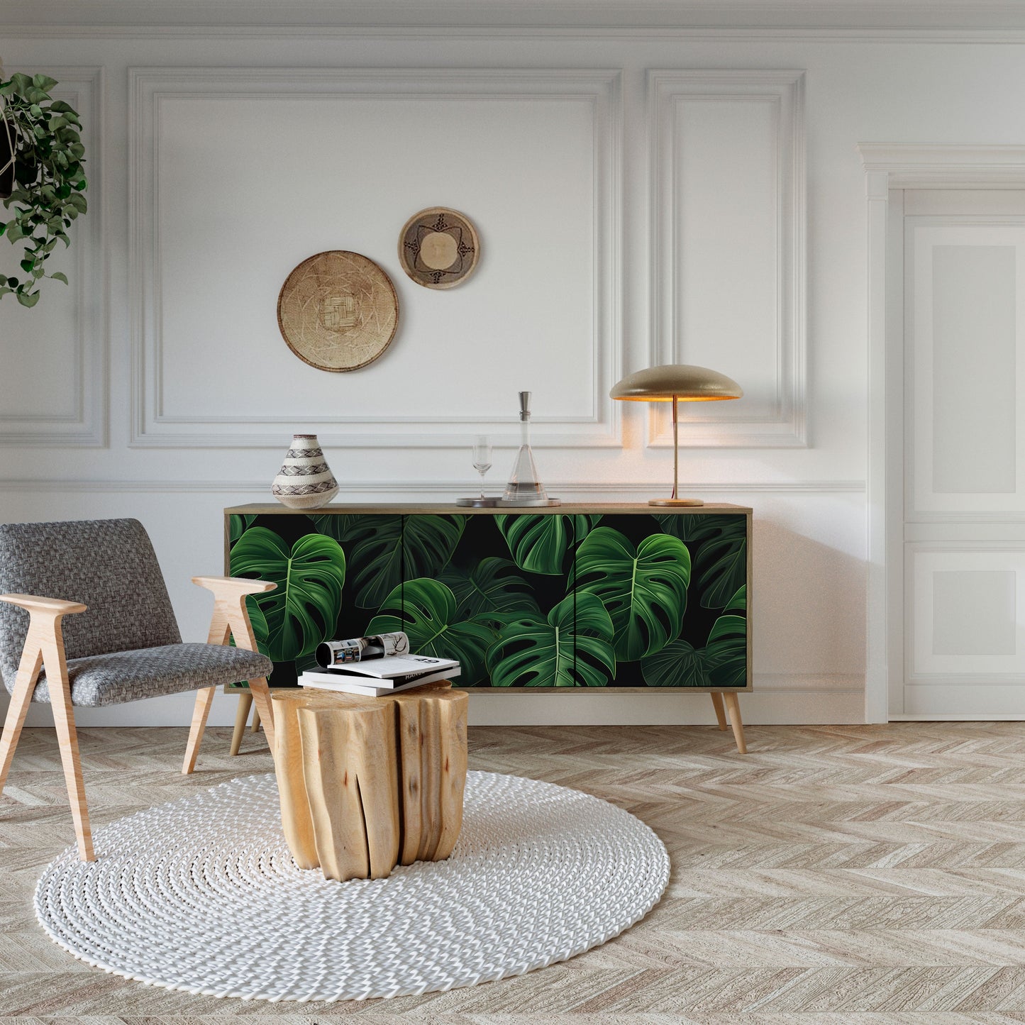 Credenza INFINITE MONSTERA a 3 ante effetto rovere