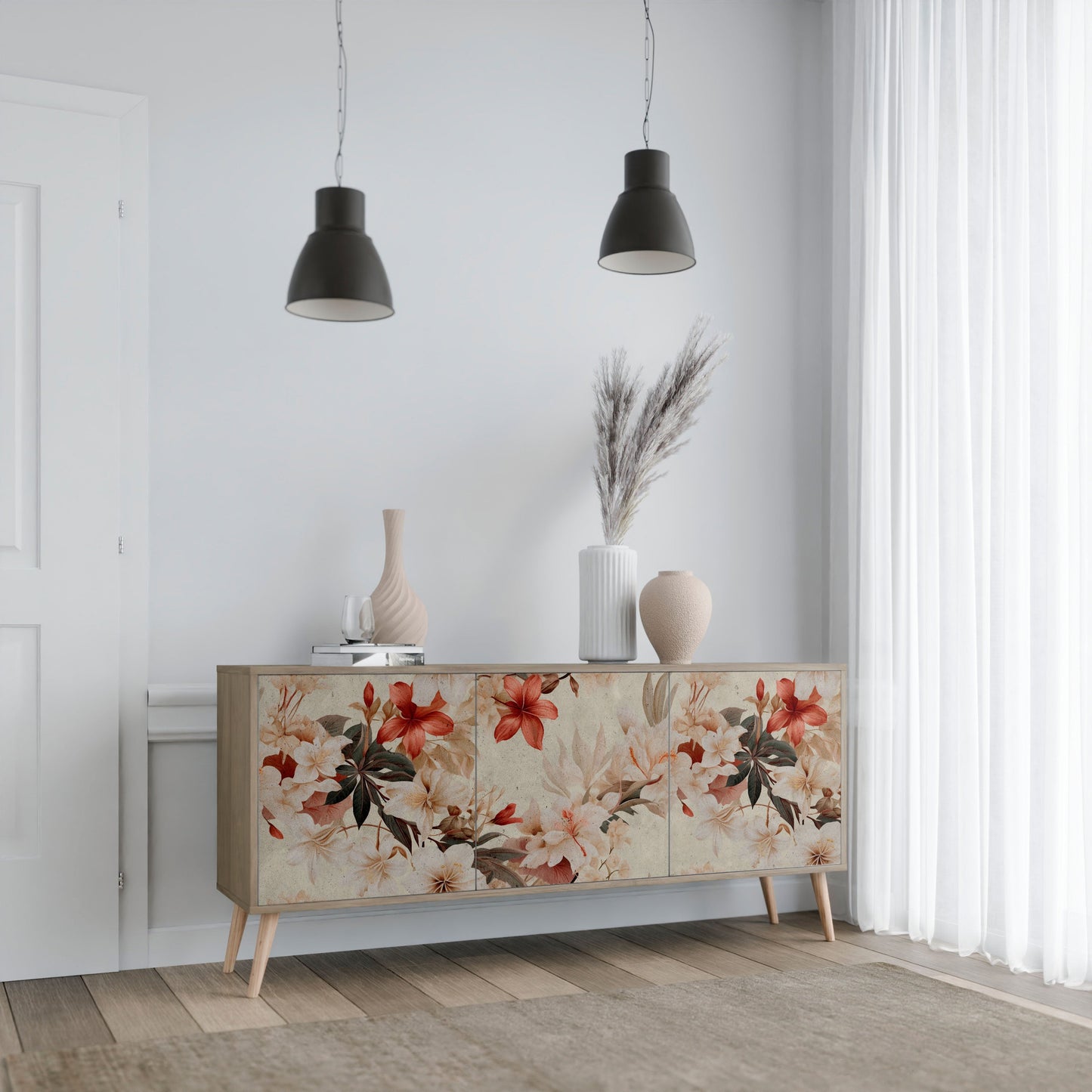 Credenza PETAL HARMONY a 3 ante in effetto rovere