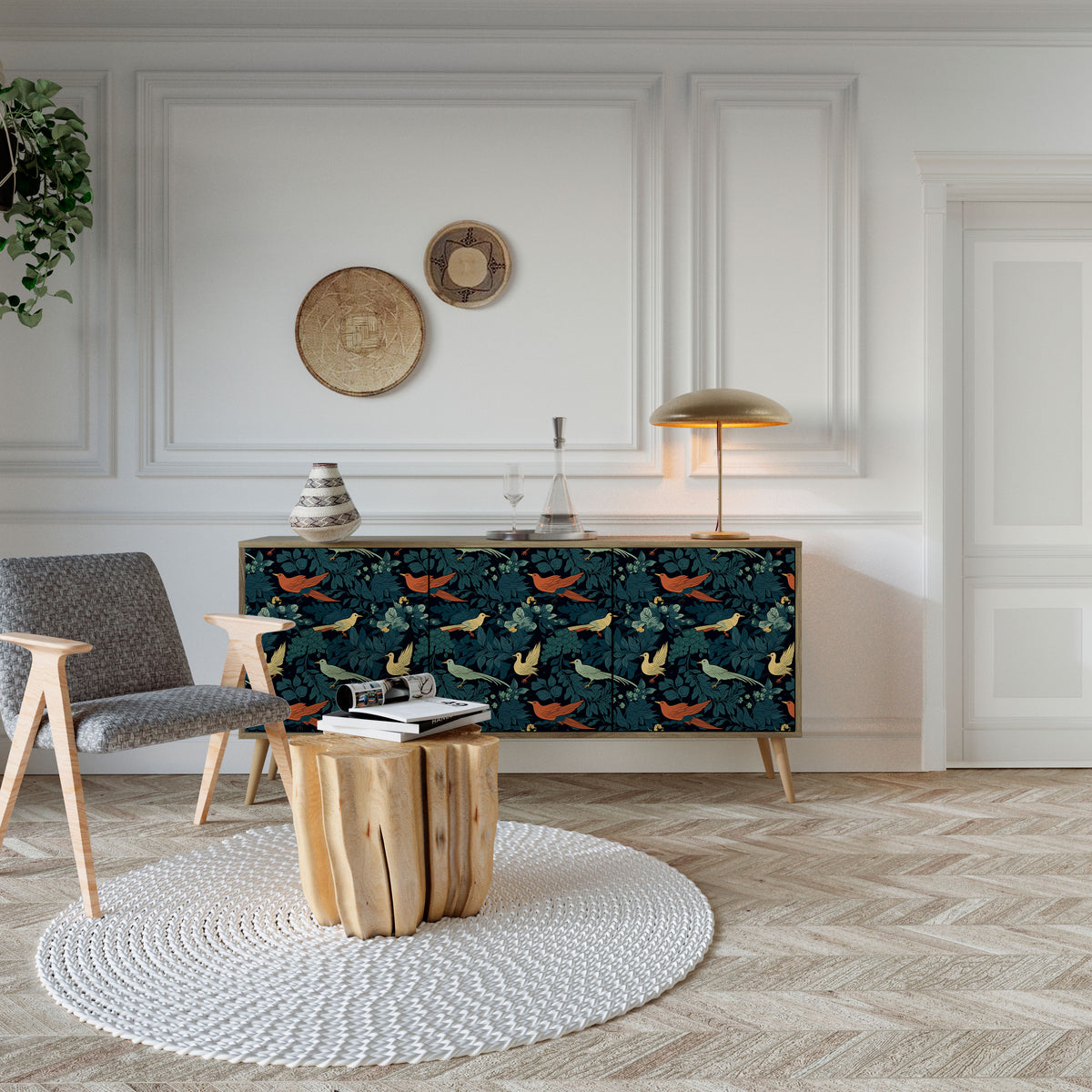 FOWL ORNAMENT 3-türiges Sideboard