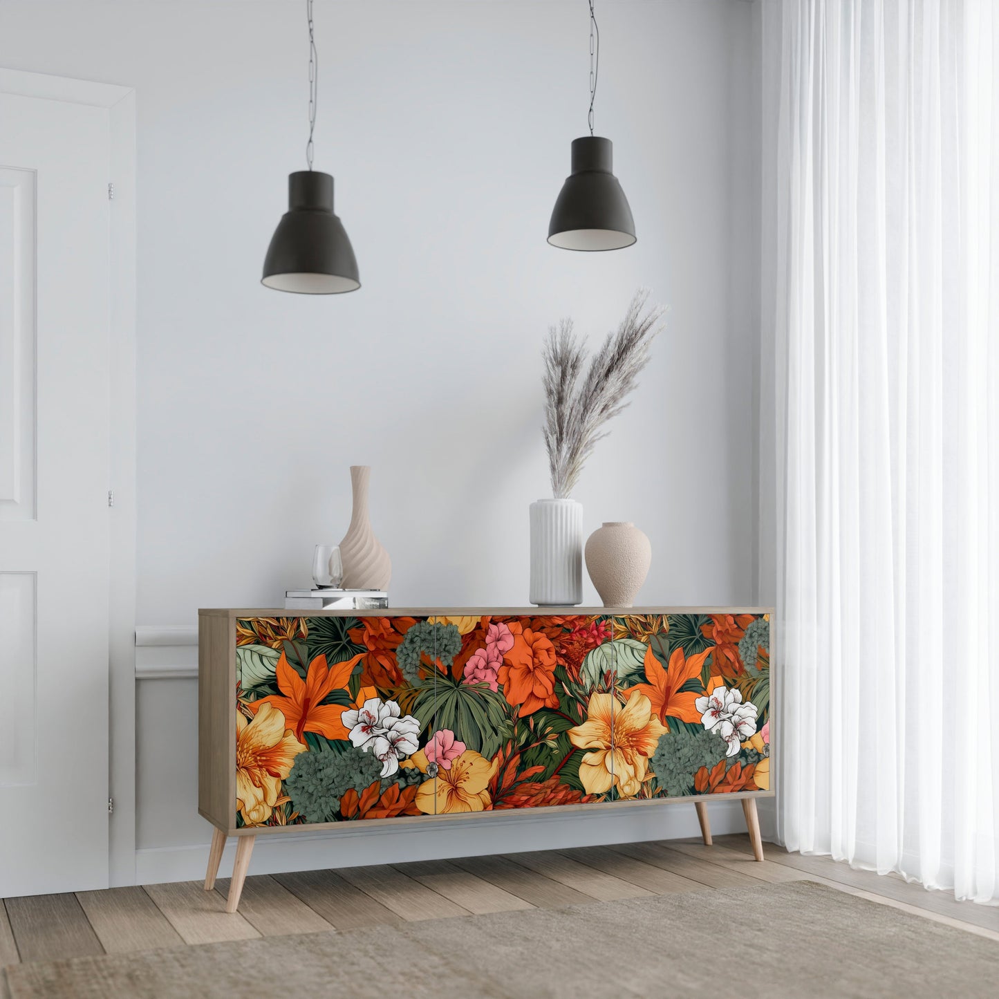 Credenza RADIANT FLORA a 3 ante in effetto rovere