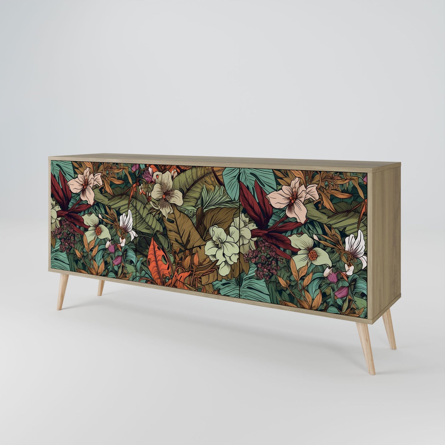 Credenza BOTANICAL EMERGENCE a 3 ante in effetto rovere