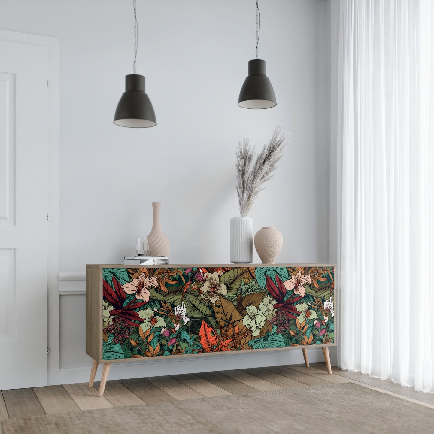 Credenza BOTANICAL EMERGENCE a 3 ante in effetto rovere