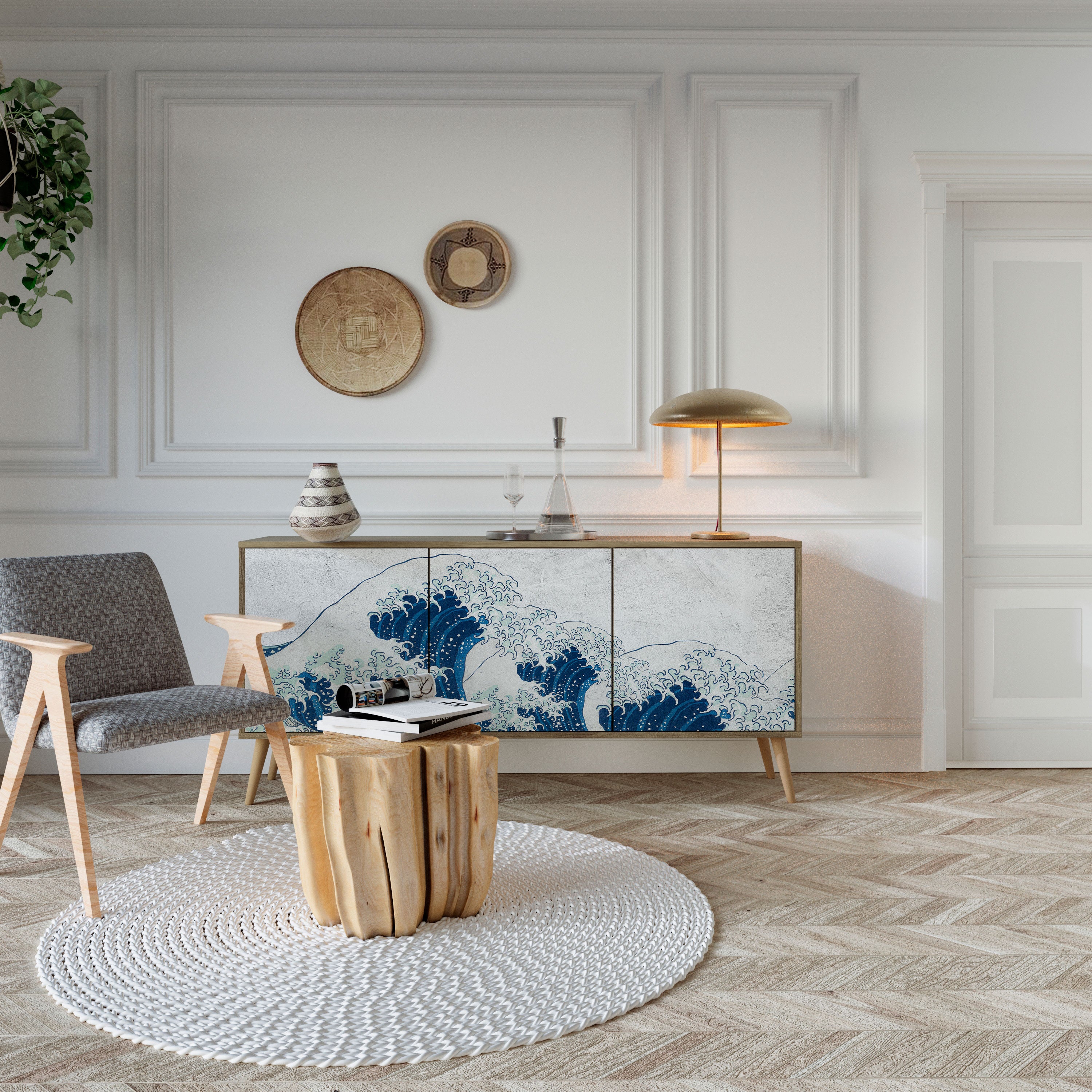 THE GREAT WAVE AT KANAGAWA Aparador de 3 Puertas