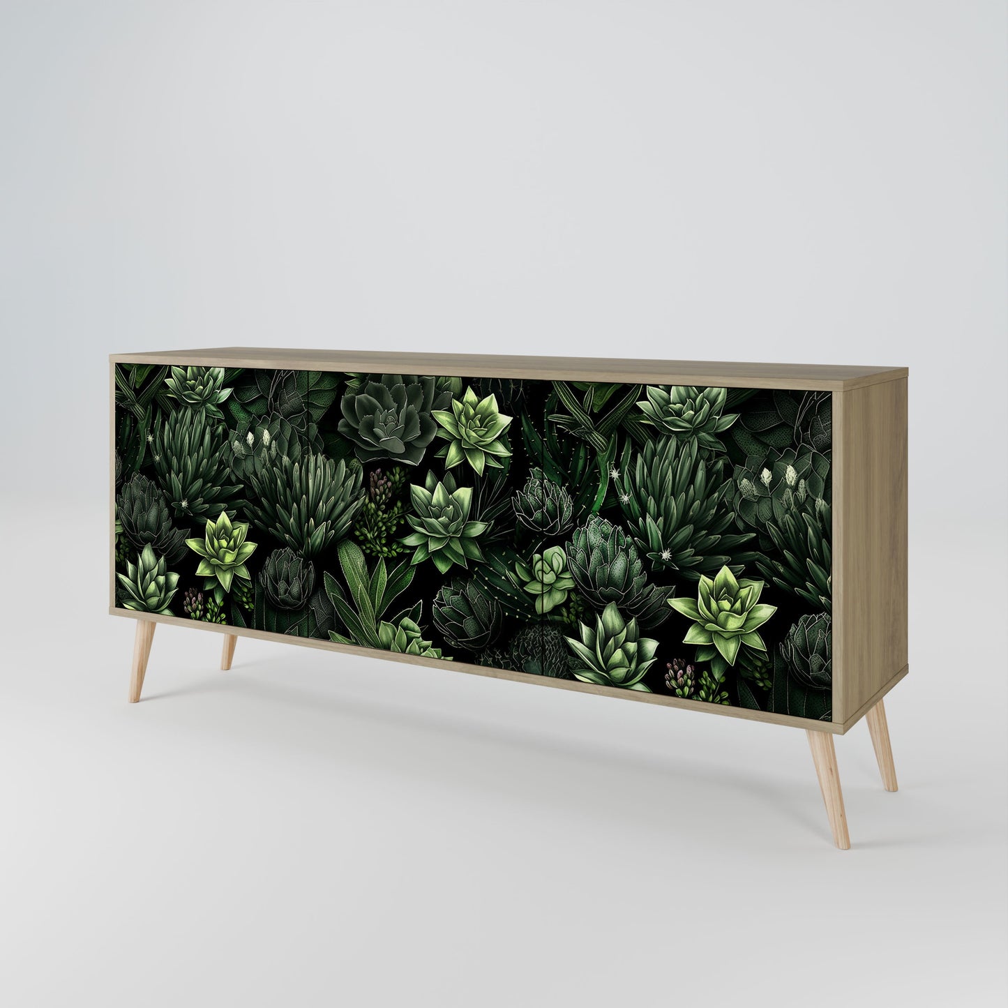 SUCCULENT JUNGLE 3-Door Sideboard in Oak Effect