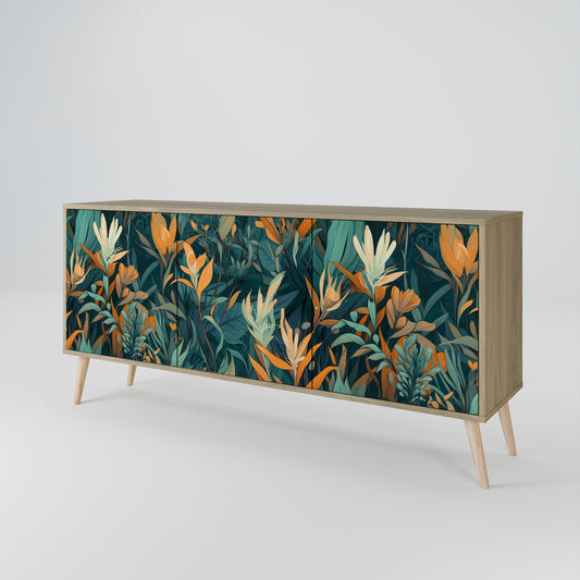 Credenza FLORAL SERENITY a 3 ante in effetto rovere