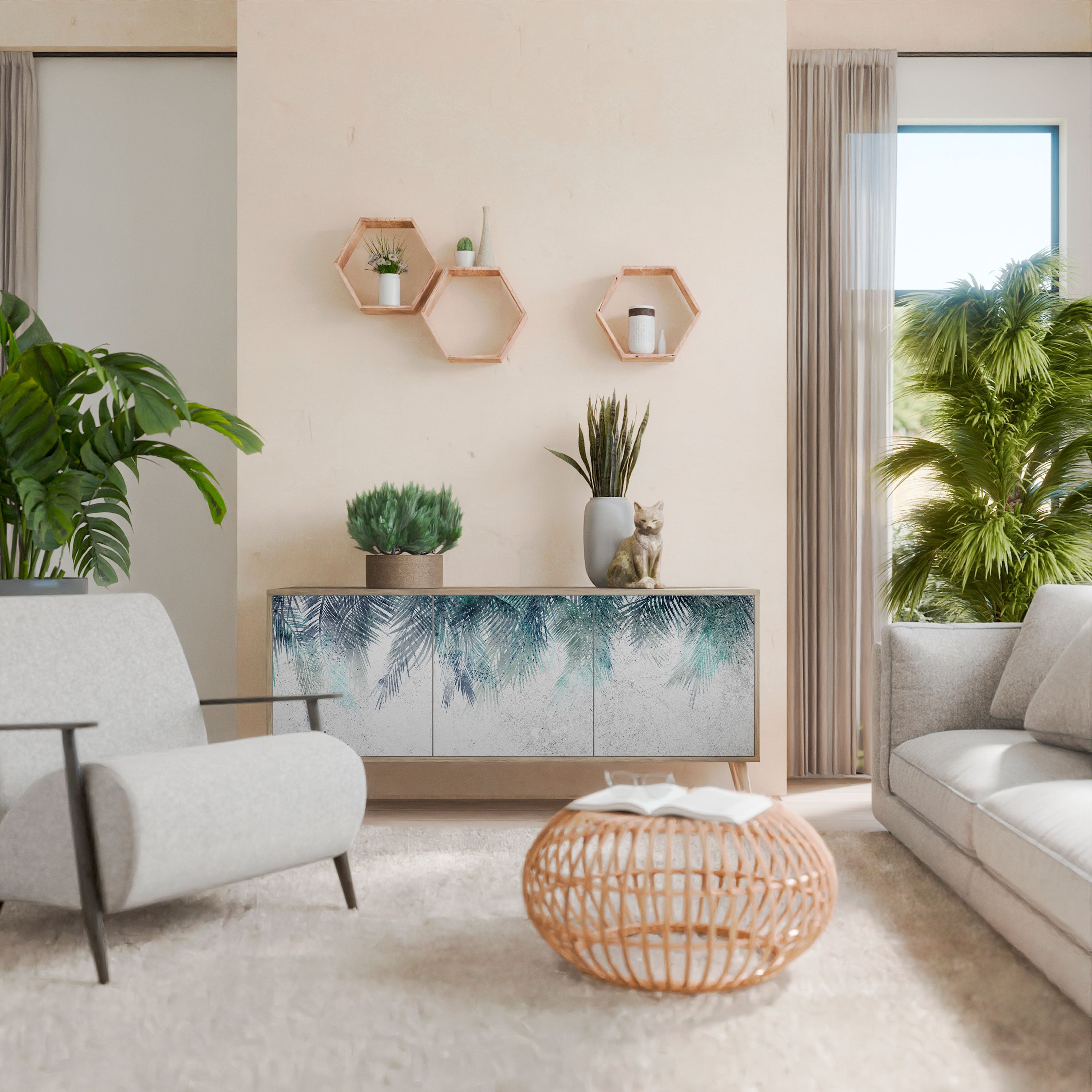 PALM VEIL Aparador de 3 Puertas