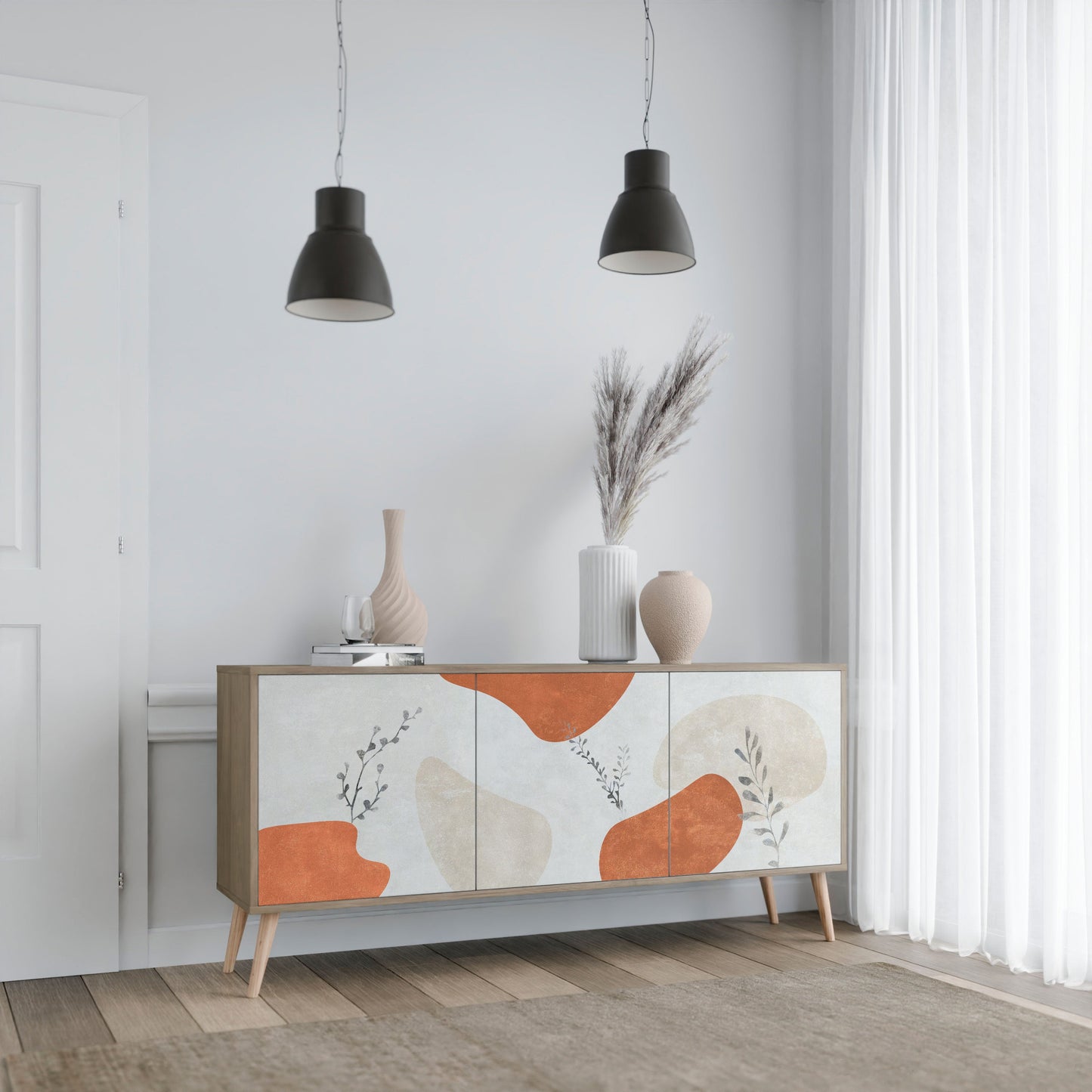 Credenza TRANQUIL TWIG a 3 ante in effetto rovere