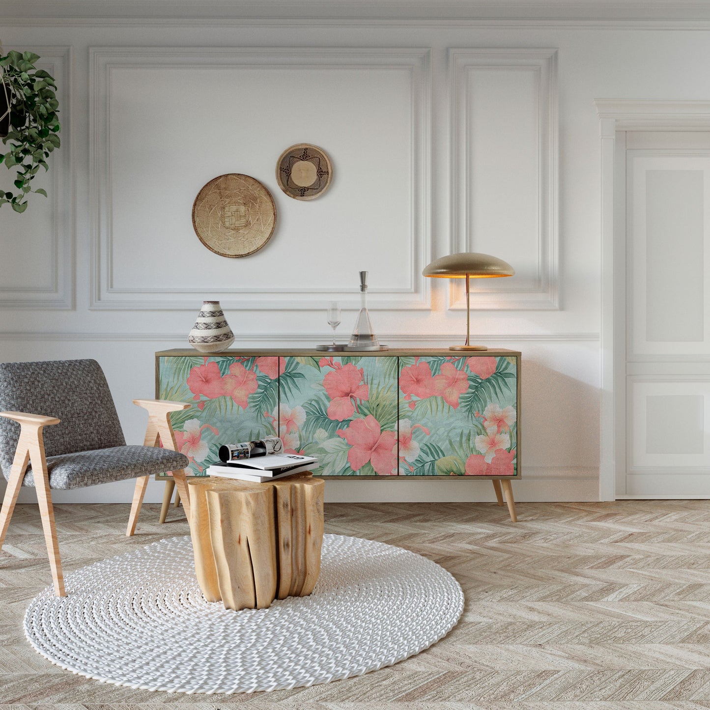 Credenza HAWAIIAN SPIRIT a 3 ante in effetto rovere