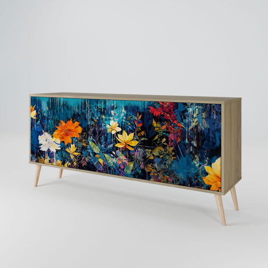 Credenza a 3 ante MIDNIGHT BLOSSOM in effetto rovere