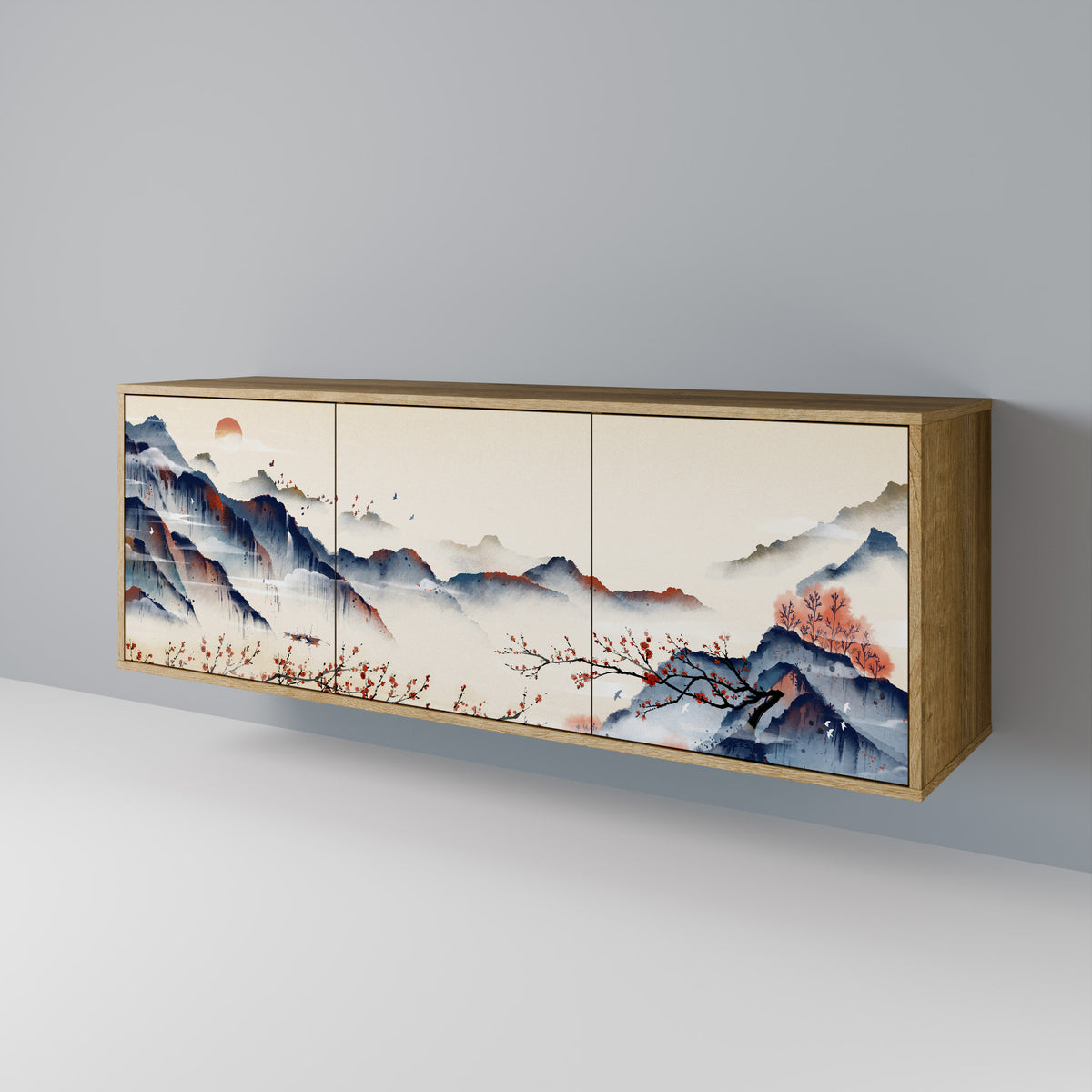 JAPANESE LANDSCAPE Skänk med tre dörrar