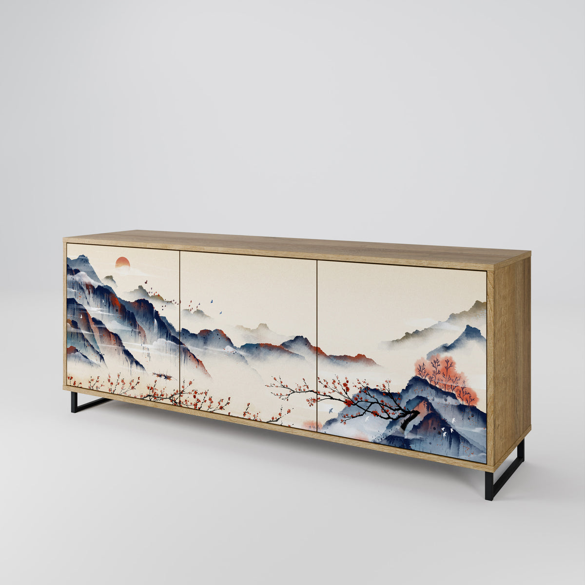 JAPANESE LANDSCAPE Skänk med tre dörrar