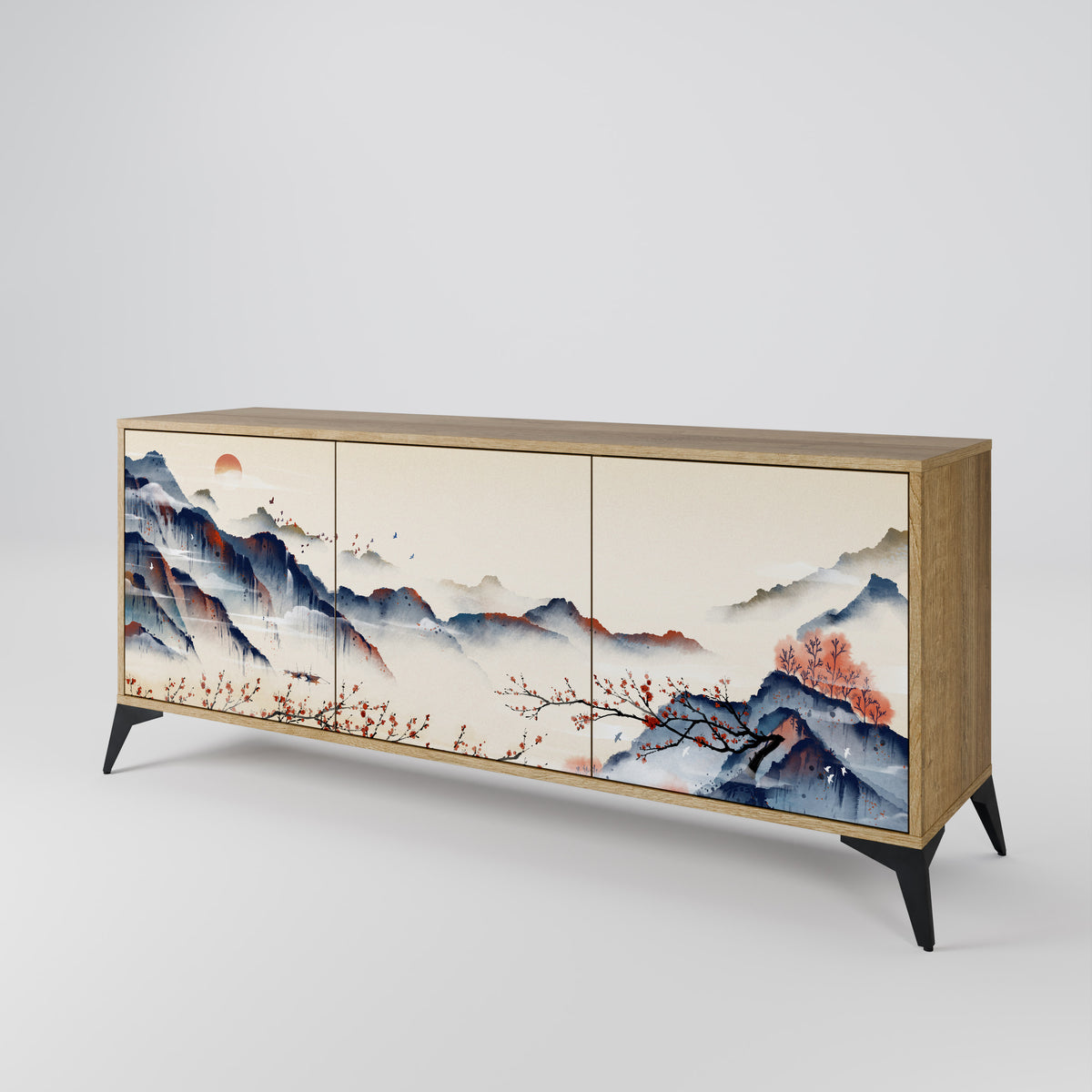 JAPANESE LANDSCAPE Skänk med tre dörrar