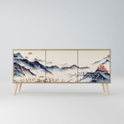 JAPANESE LANDSCAPE 3-Door Sideboard in Oak Effect