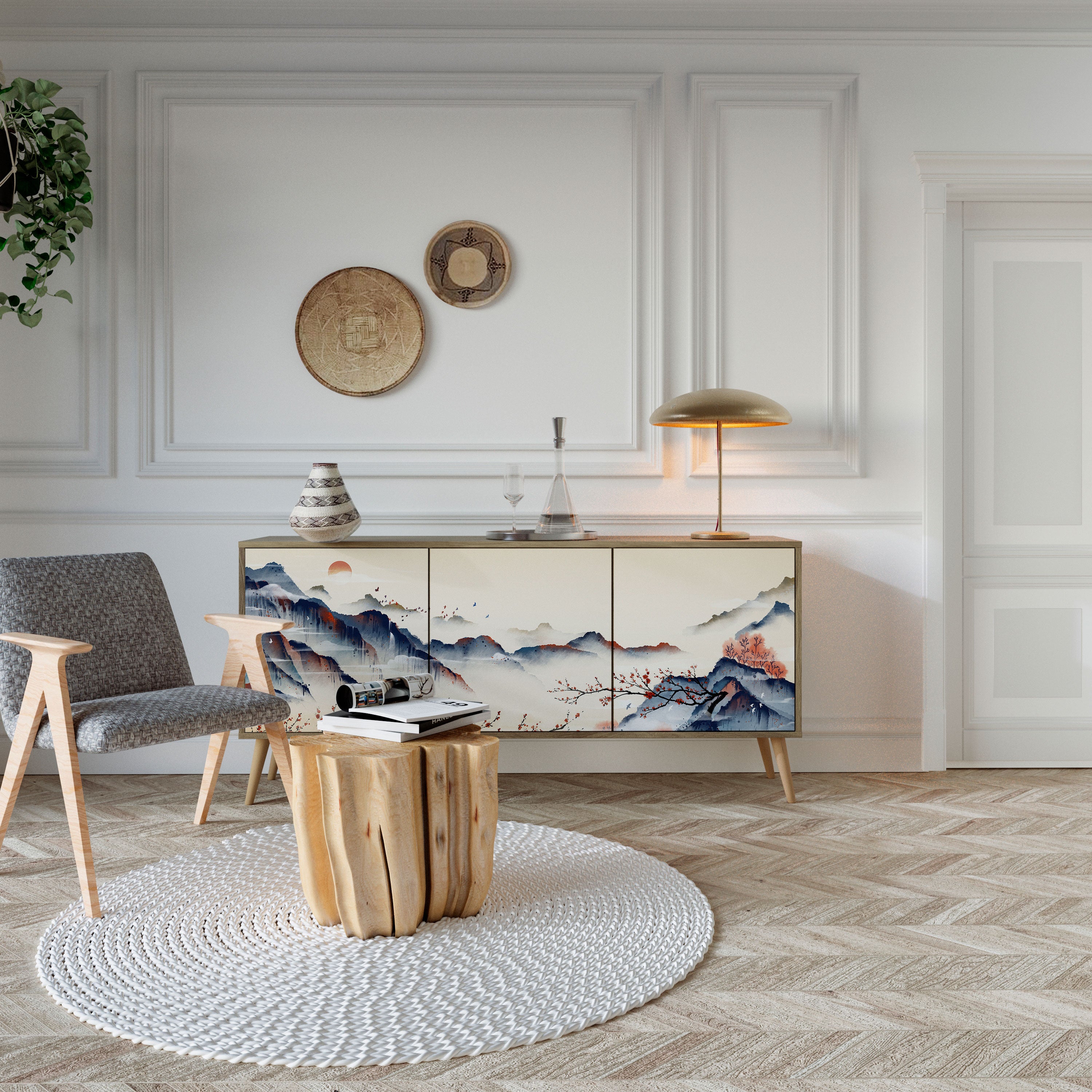 JAPANESE LANDSCAPE Aparador de 3 Puertas