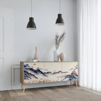 JAPANESE LANDSCAPE 3-Door Sideboard in Oak Effect