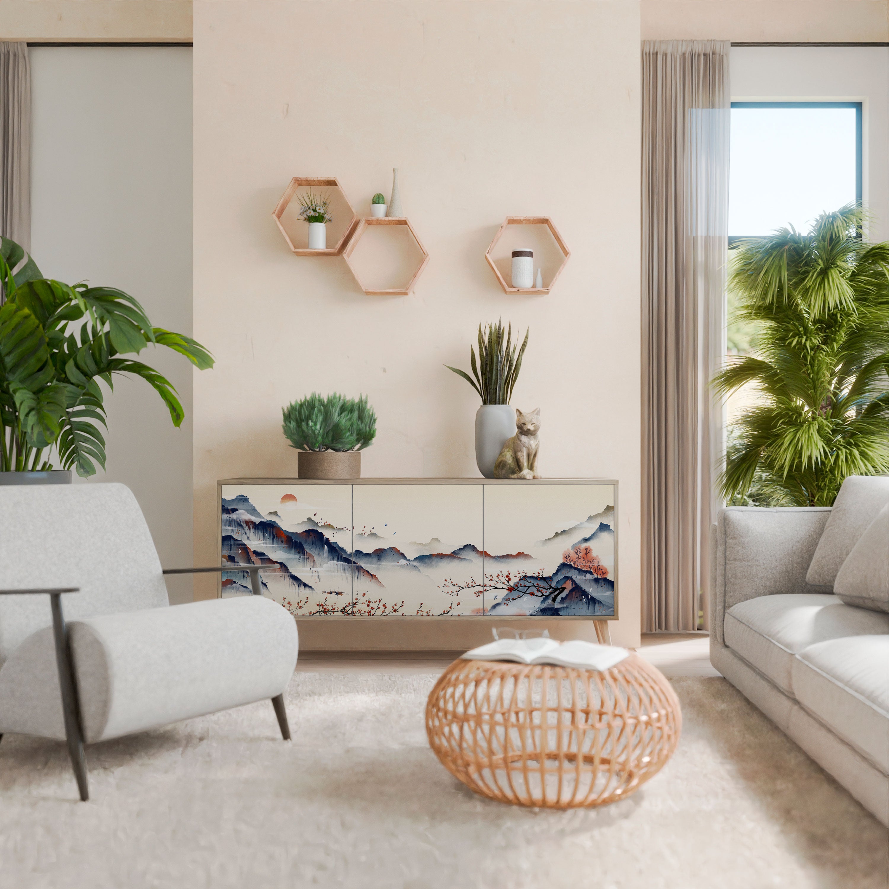 JAPANESE LANDSCAPE Aparador de 3 Puertas