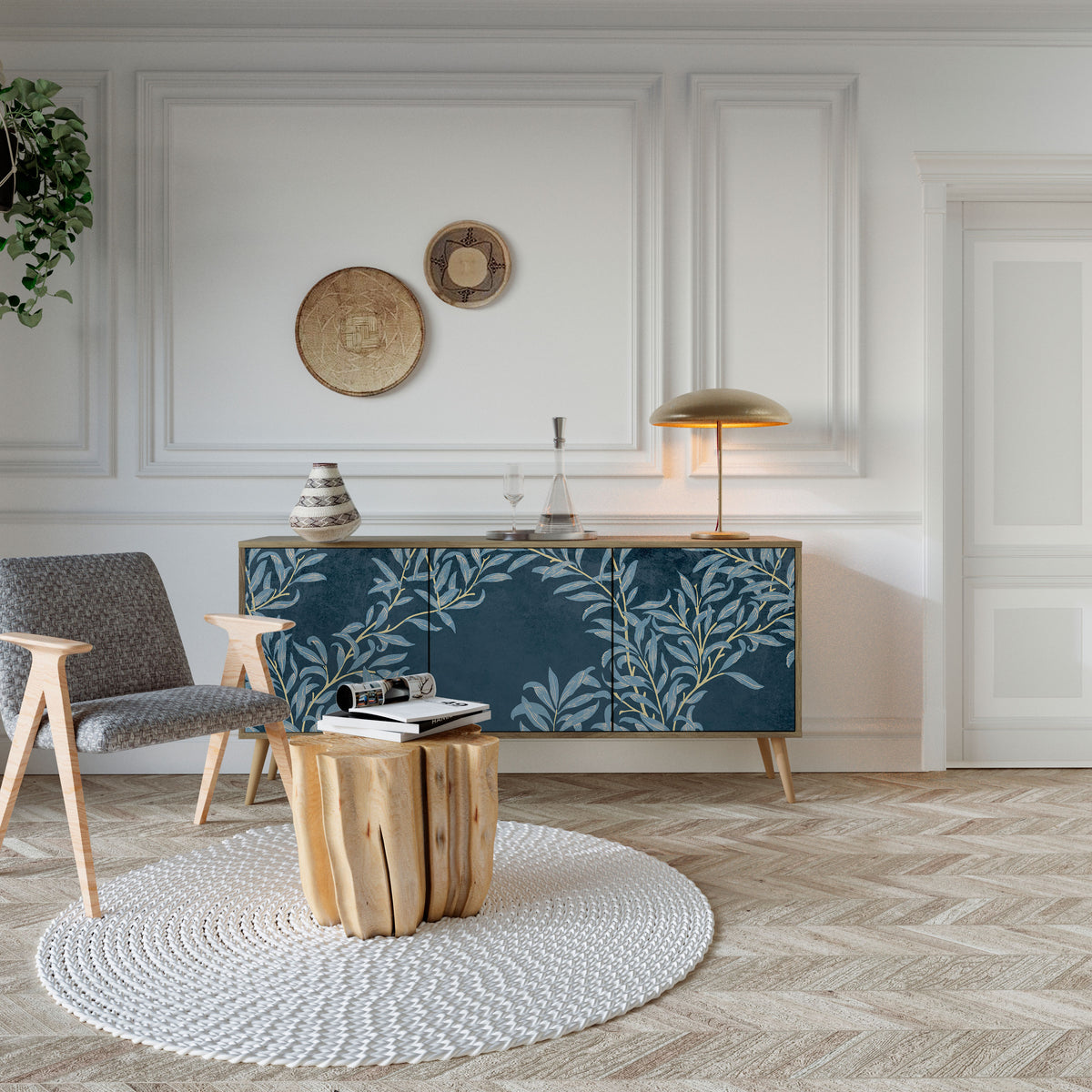 BLUE LEAVES 3-türiges Sideboard