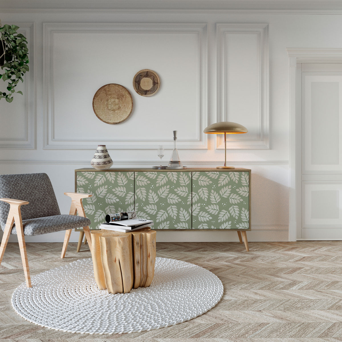 LEAVES ON GREEN 3-türiges Sideboard