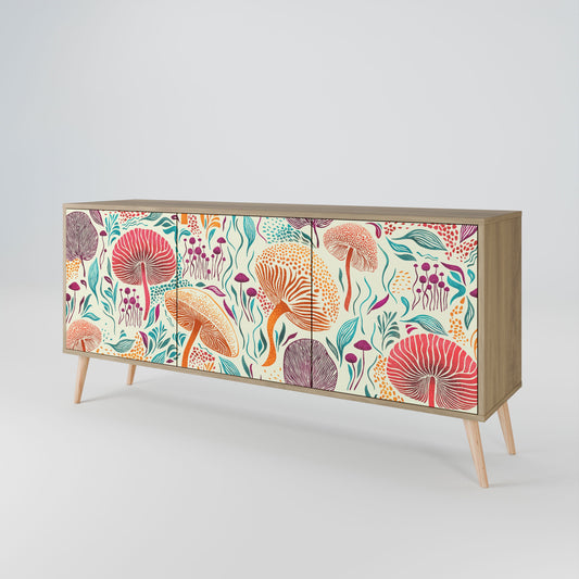 Credenza FUNGUS FANTASY a 3 ante effetto rovere