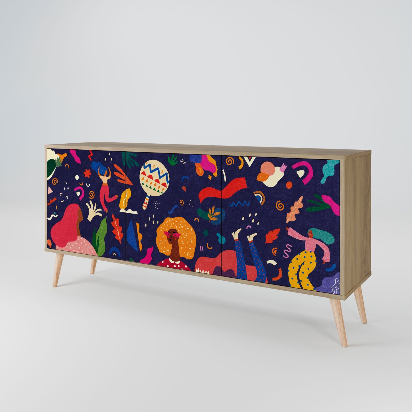 FESTIVE PLEASURES Credenza a 3 ante in effetto rovere