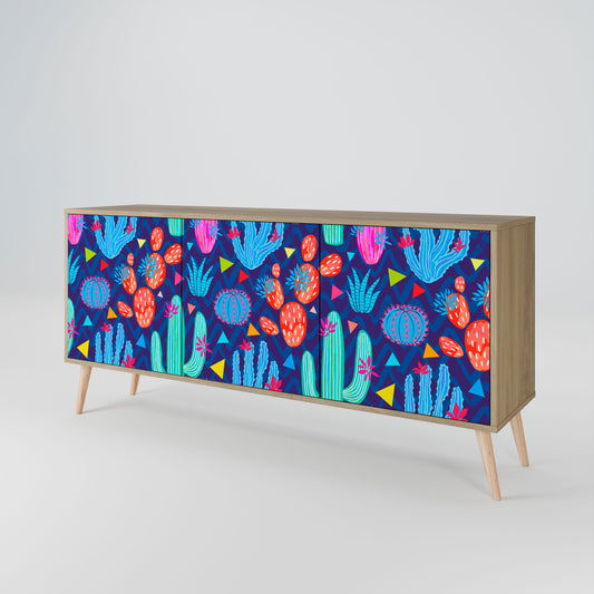 Credenza CACTUS VIBES a 3 ante in effetto rovere