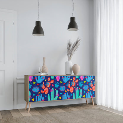 Credenza CACTUS VIBES a 3 ante in effetto rovere