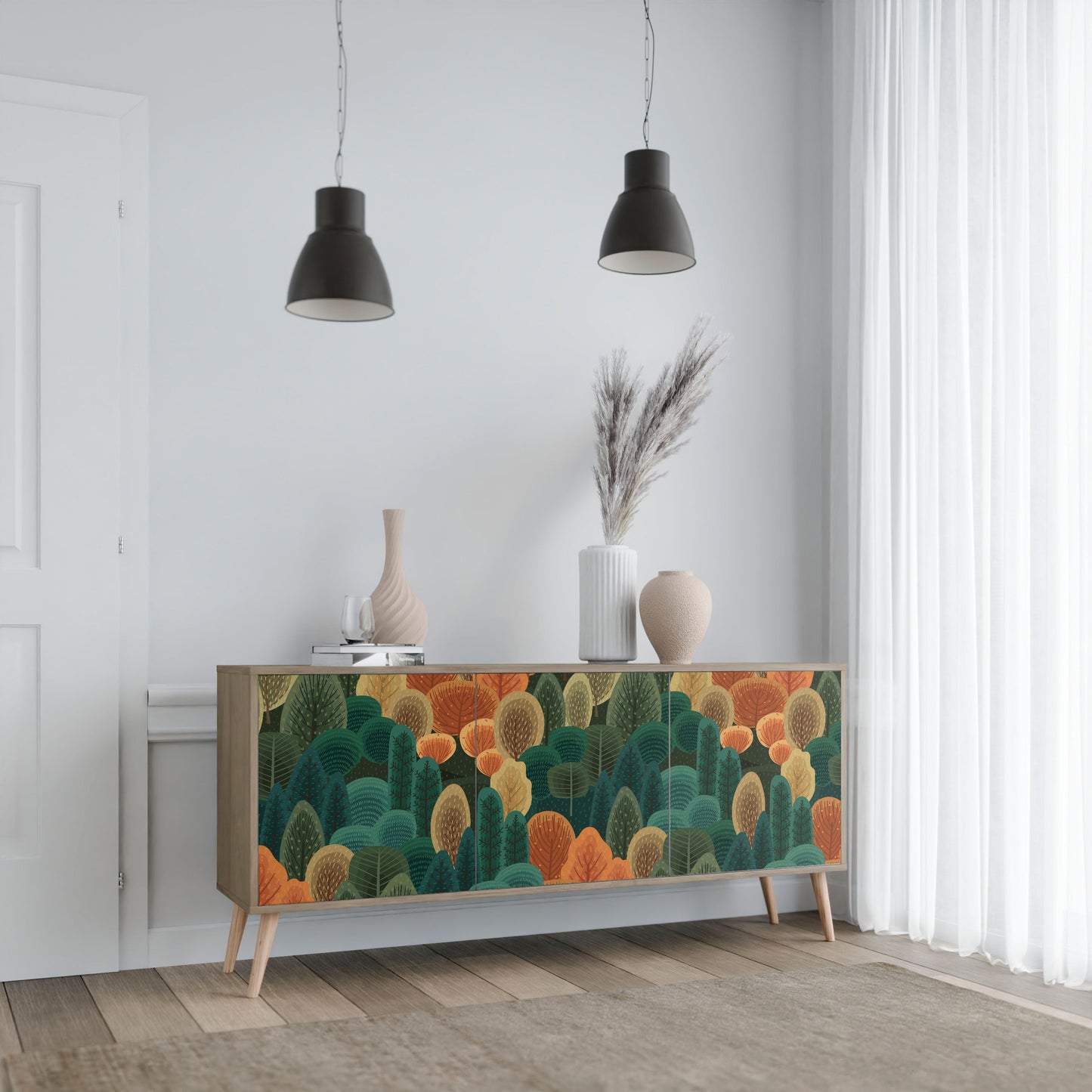 Credenza AUTUMN KALEIDOSCOPE a 3 ante in effetto rovere