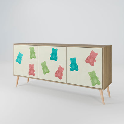 Credenza GUMMY BEARS a 3 ante in effetto rovere