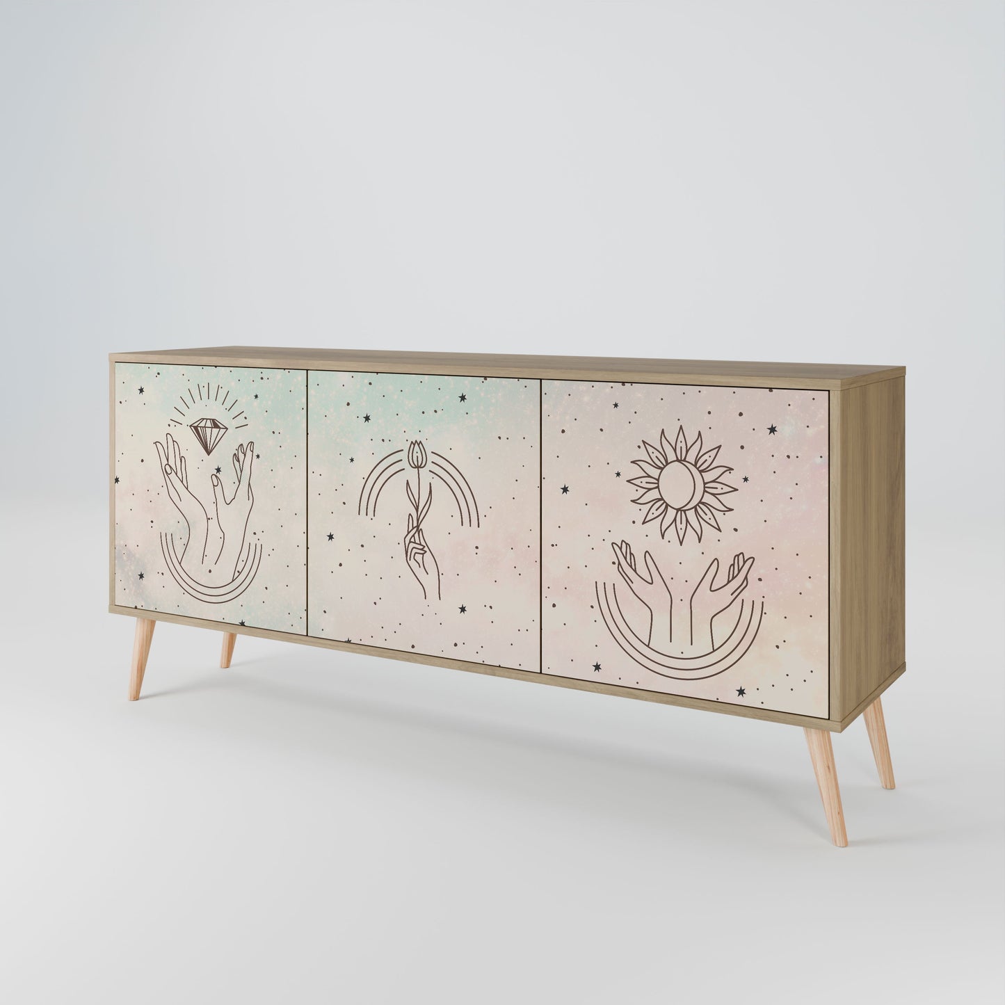 Credenza DELICATE BEAUTY a 3 ante in effetto rovere