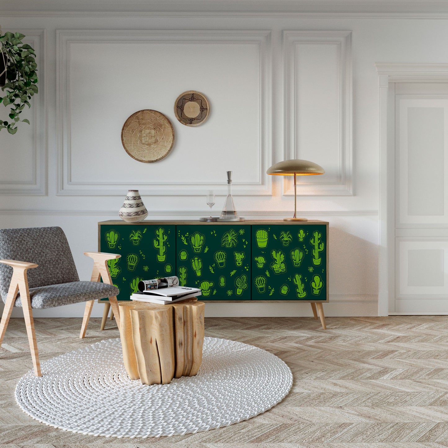 Credenza DESERT GREEN a 3 ante in effetto rovere