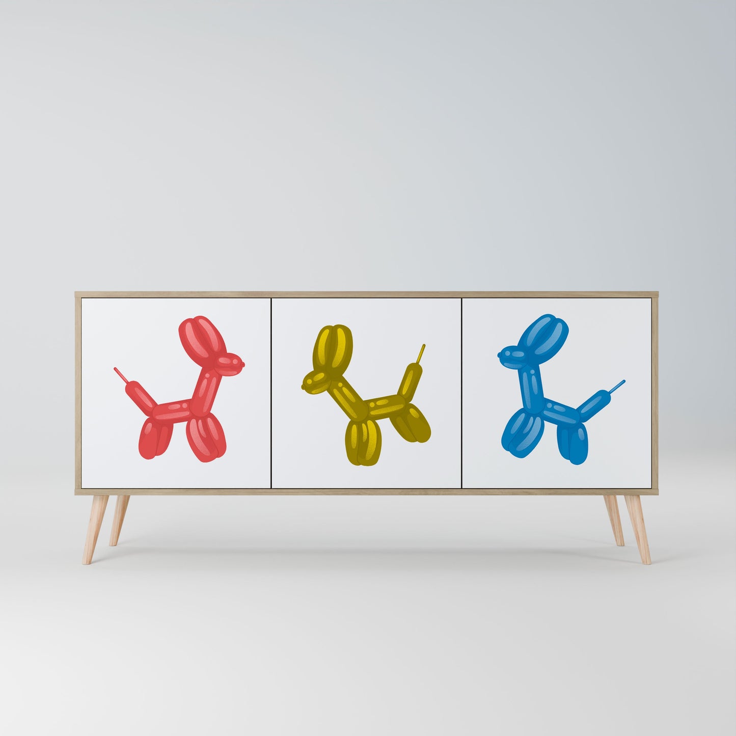 Credenza a 3 ante CHILDHOOD MEMORY in effetto rovere