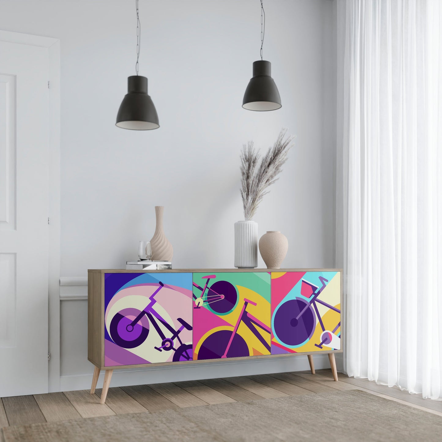 Credenza BIKE DREAMS a 3 ante effetto rovere