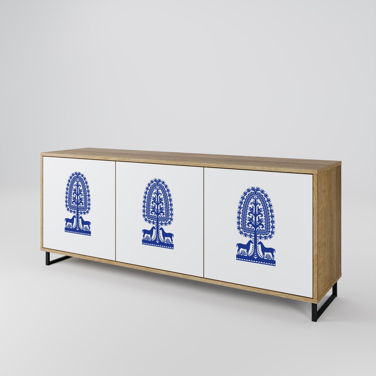 POLISH FOLK ART Třídveřová komoda
